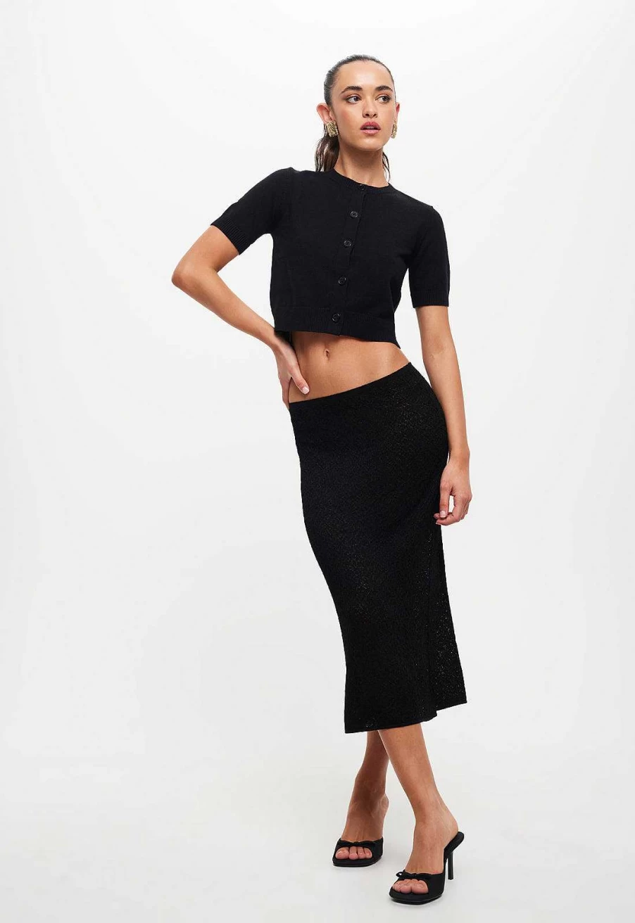 Lioness Women's Pure Midi Skirt | Stretchy High Waist A-Line Casual Elegant Design