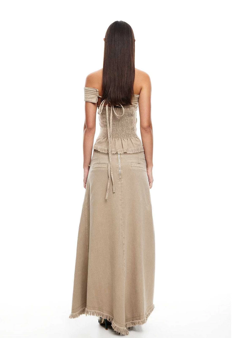Lioness Women's High Waisted Denim Skirt Vintage A-Line Mid-Length Style