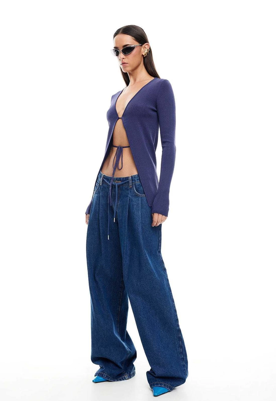 Women's Lioness Slouchy High-Rise Tie-Waist Relaxed Fit Jeans | Drawstring Denim Pants 2024