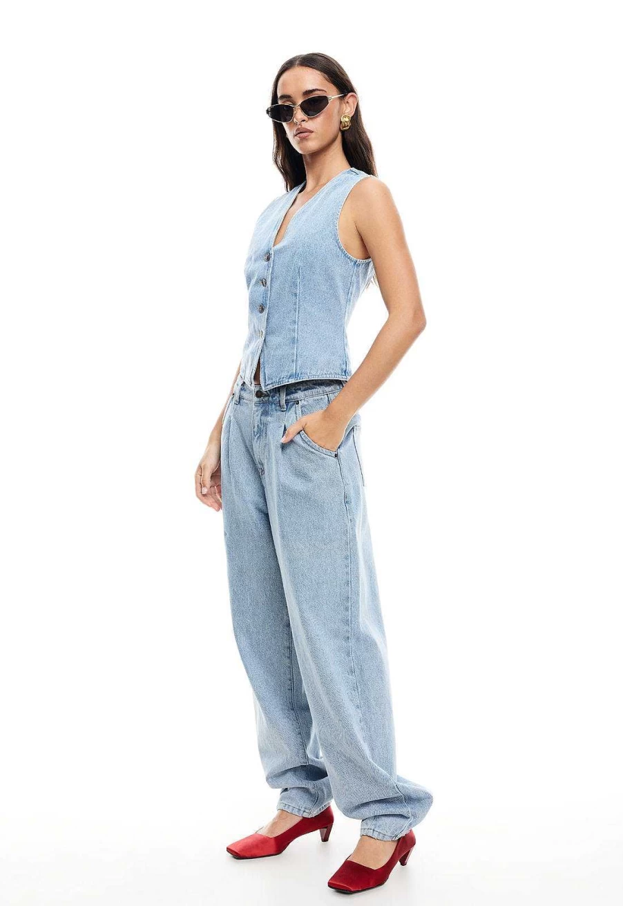 Lioness Women's On My Way High-Rise Denim Jeans | Comfortable Straight-Leg Fit