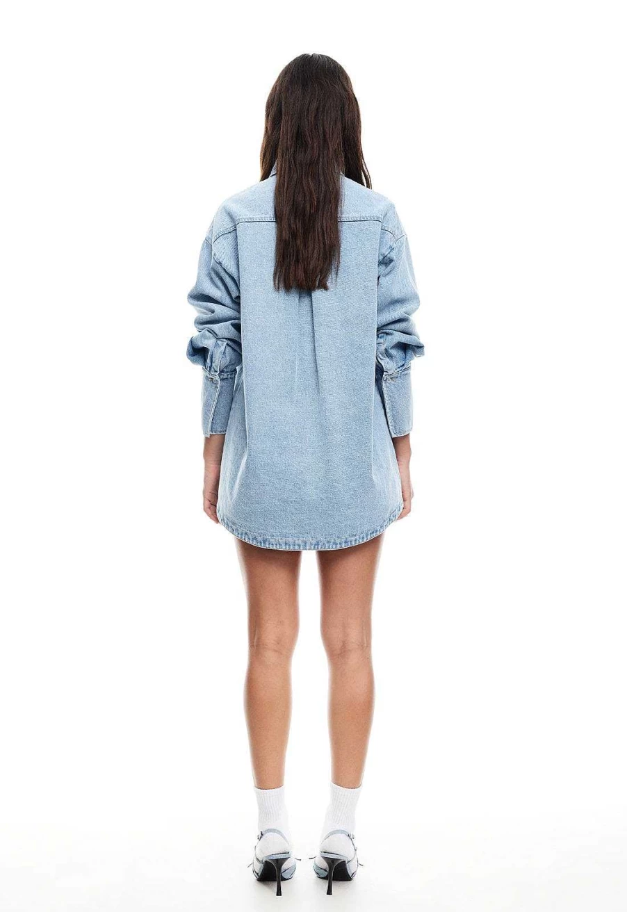 Lioness Women's Casual Denim Shirt - Relaxed Fit Button-Up Top