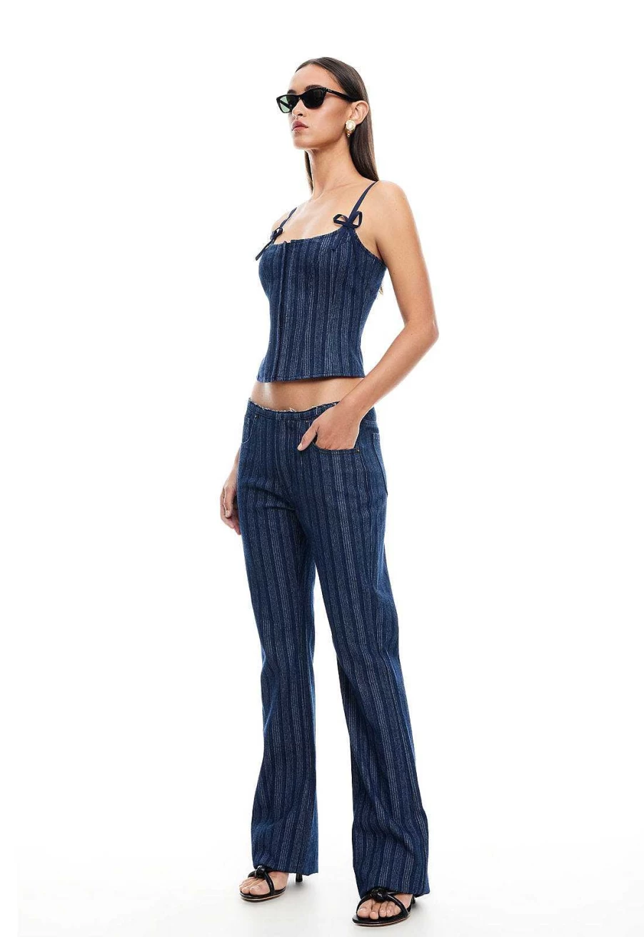 Lioness Women's High-Waisted Slim Fit Dark Blue Stretch Denim Jeans for Everyday Comfort