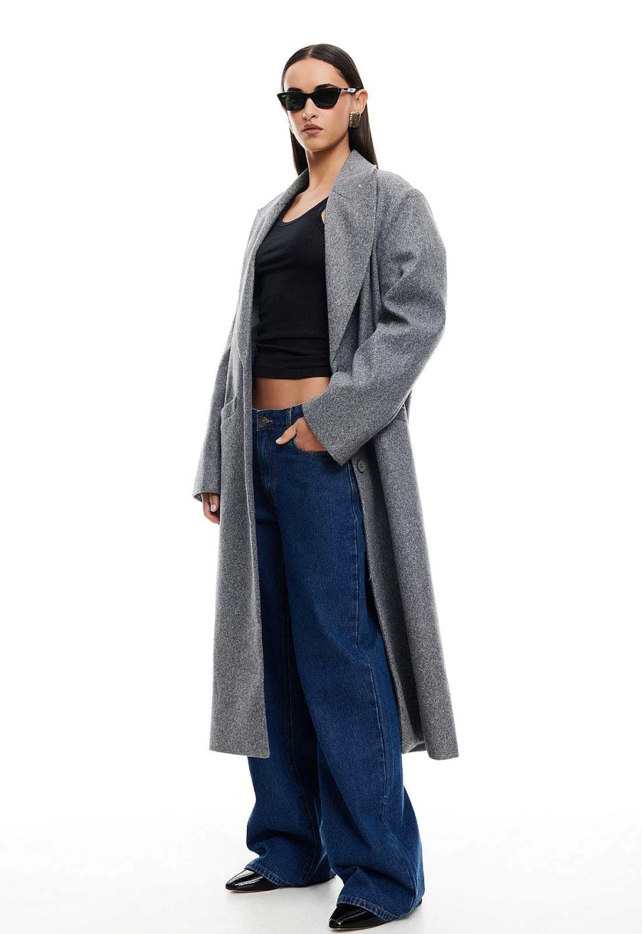 Lioness Women's Olsen Trench Coat | Classic Long Wool Blend Overcoat for Winter