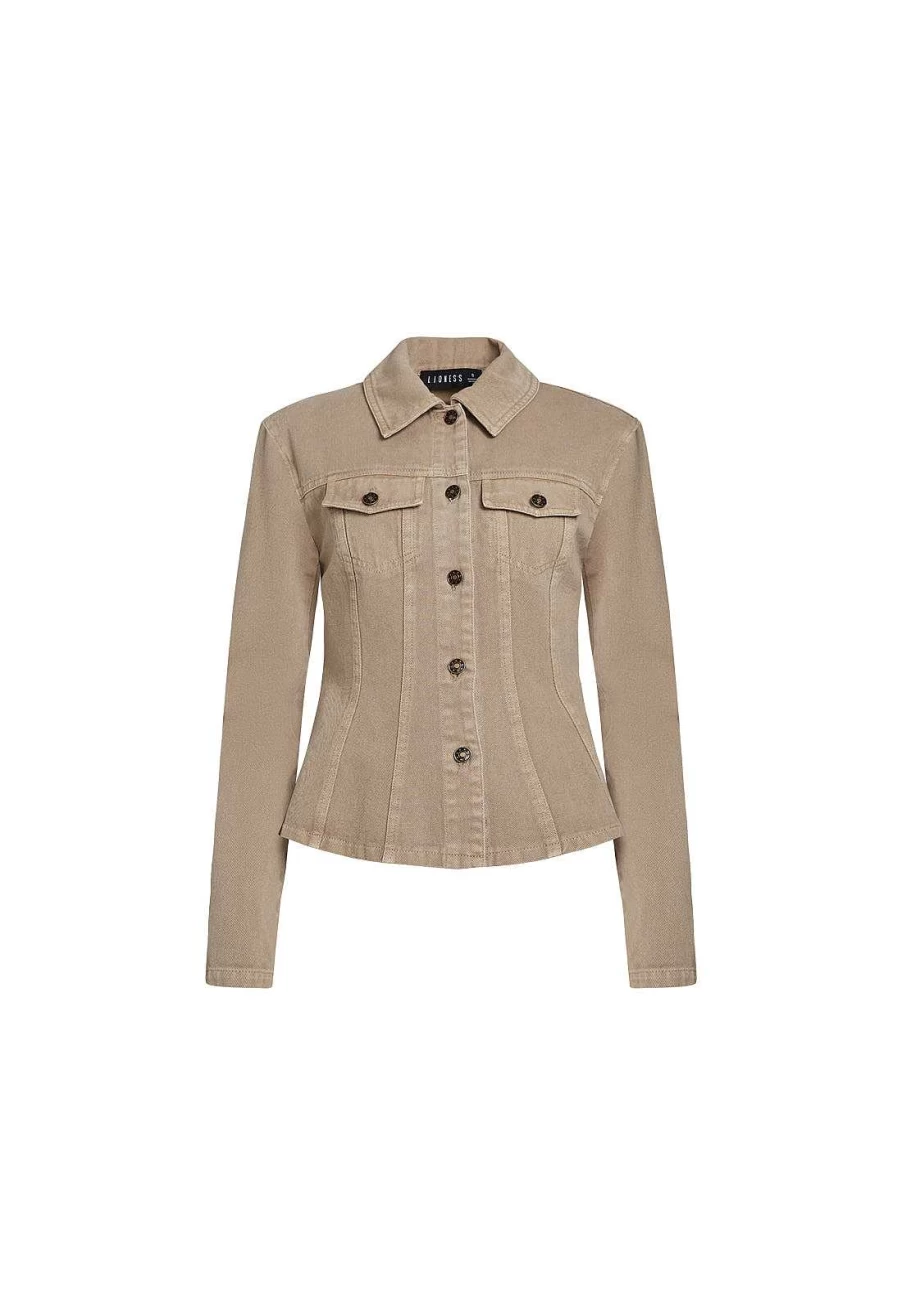 Lioness Women's Rider Denim Jacket - Classic Fit Motorcycle Style Distressed Wash