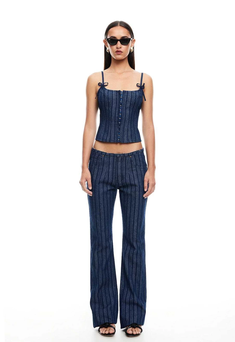 Lioness Women's Denim Corset Top - Stylish Fitted Designer Corset