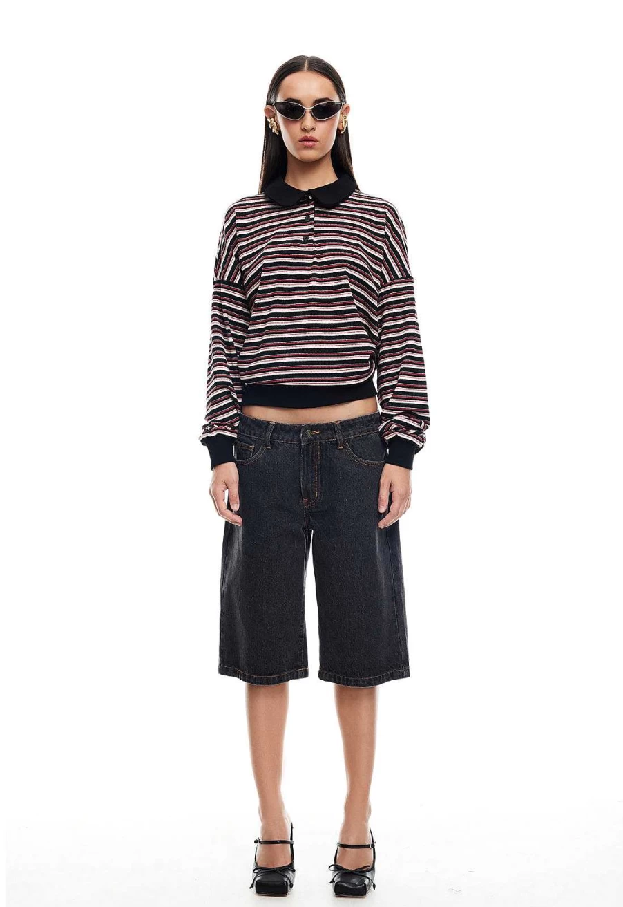 Lioness Women's High-Waisted Denim Jorts Shorts for Casual Summer Outfits