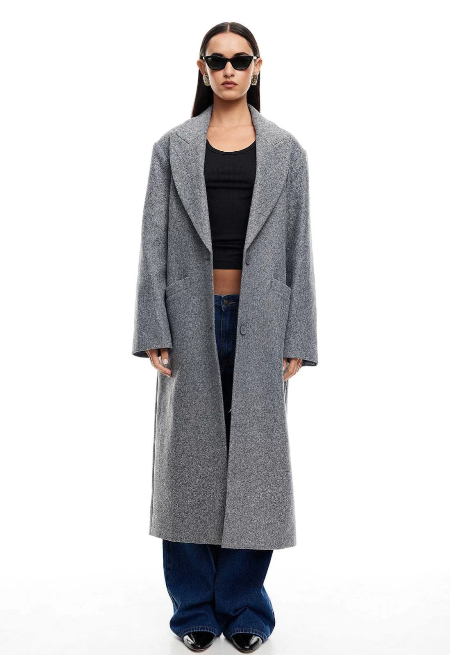 Lioness Women's Olsen Trench Coat | Classic Long Wool Blend Overcoat for Winter