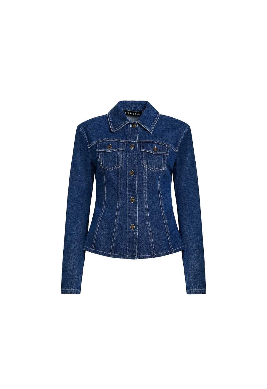 Lioness Women's Rider Denim Jacket - Stylish Biker Motorcycle Jean Coat