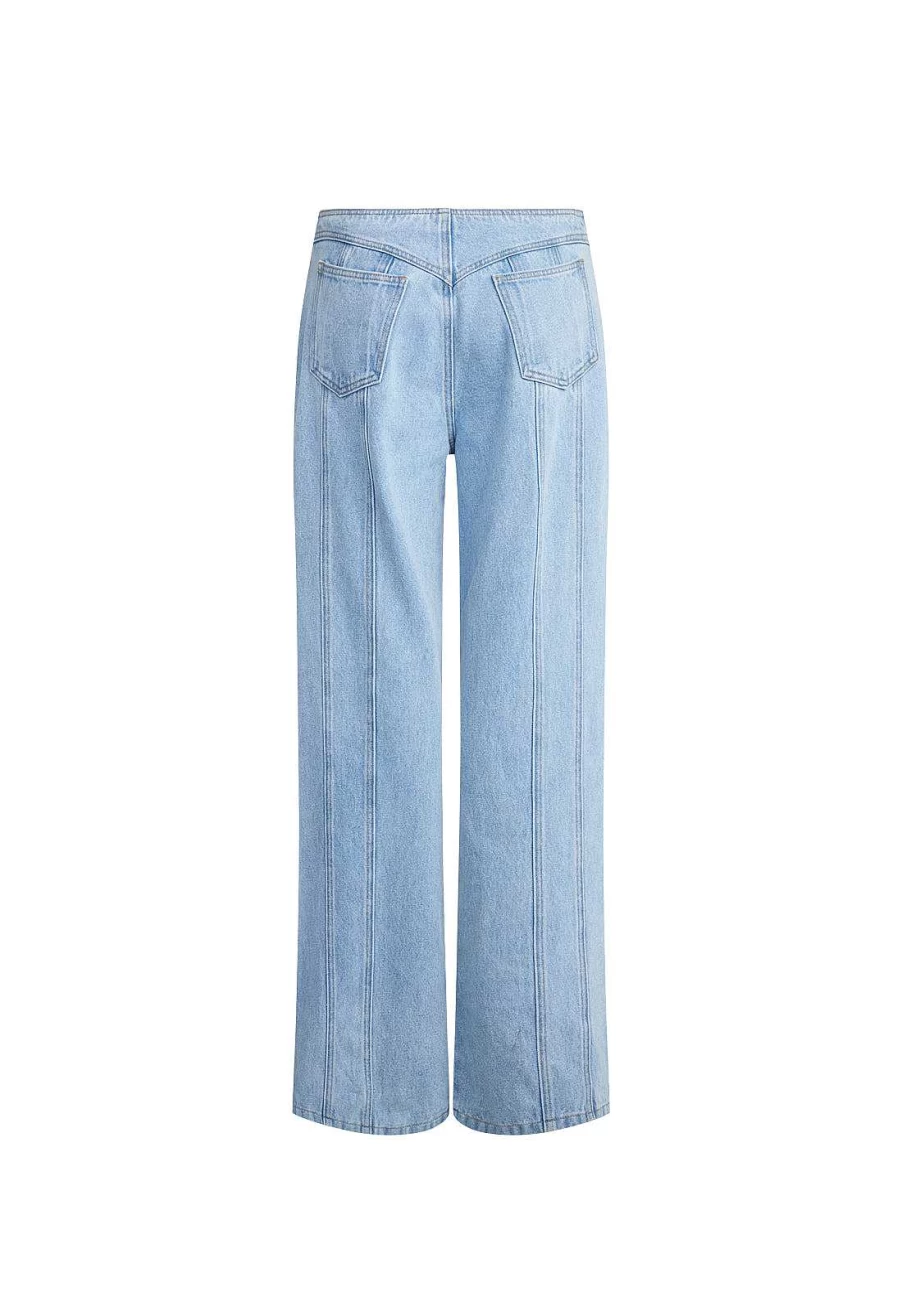 Lioness Women's High Waist Tie-Up Distressed Denim Jeans for Women