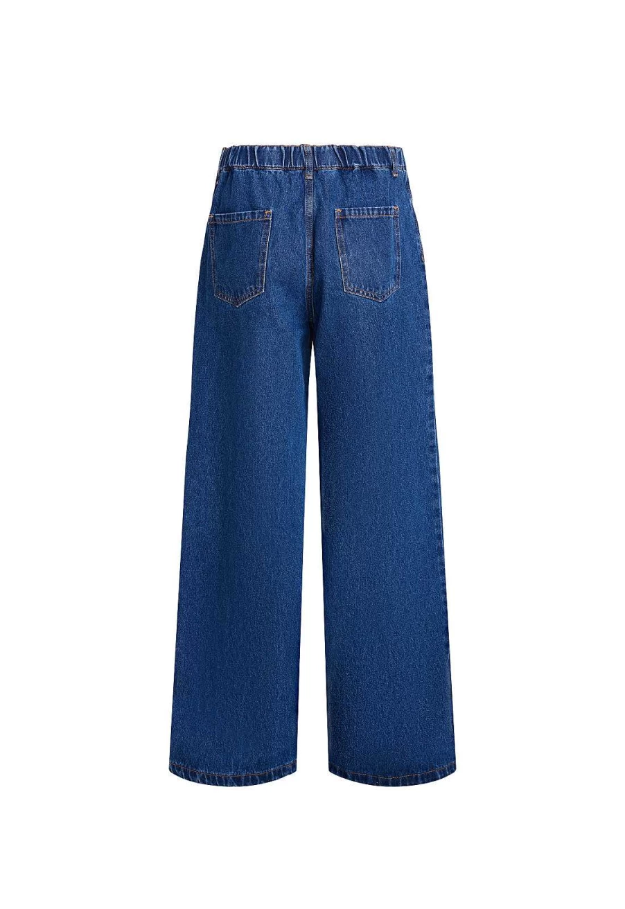Lioness Women's High Waisted Relaxed Boyfriend Jeans with Tie-Up Detail