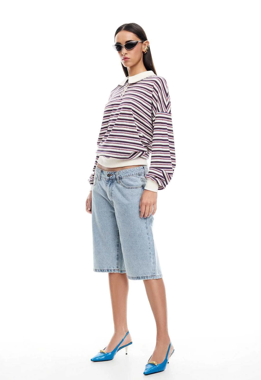 Lioness Women's Denim Jorts High Waisted Jean Shorts for Everyday Casual Wear