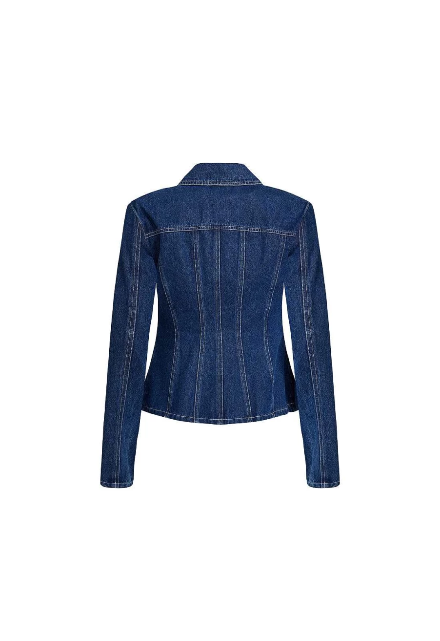 Lioness Women's Rider Denim Jacket - Stylish Biker Motorcycle Jean Coat