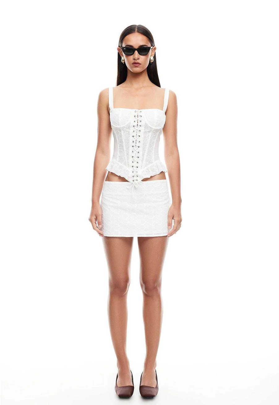 Lioness Women's Adjustable Tie Up Corset Top | Waist Trainer Shapewear with Lace Detail